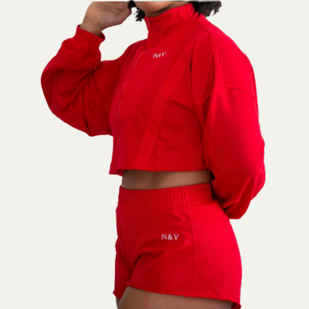 Ensemble Crop Top Sweat Cherry